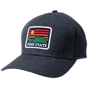 dark gray hat with stitched patch Penn State under mountain & sun